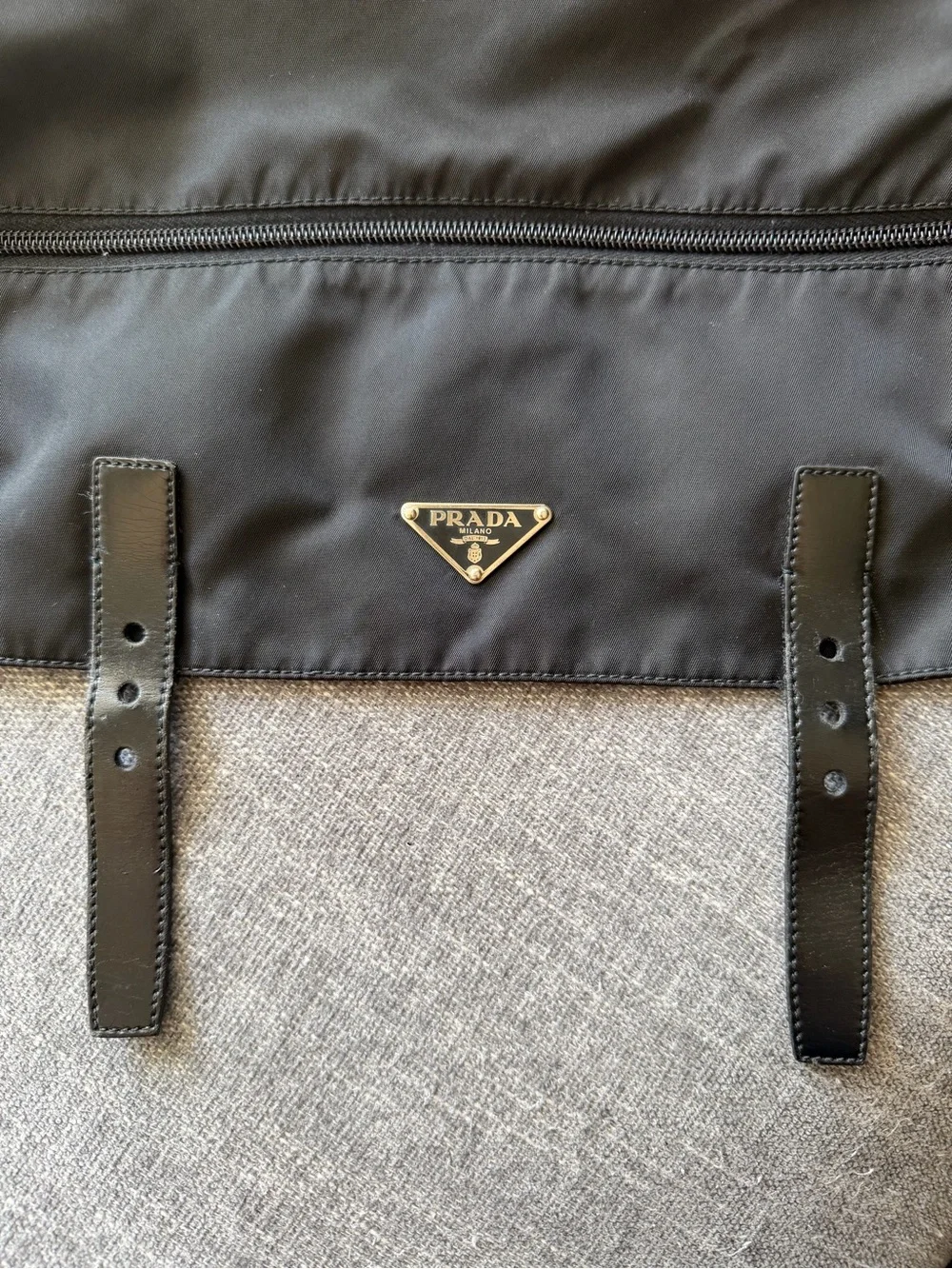 Prada Black Nylon Crossbody Messenger Bag with Buckle Accents