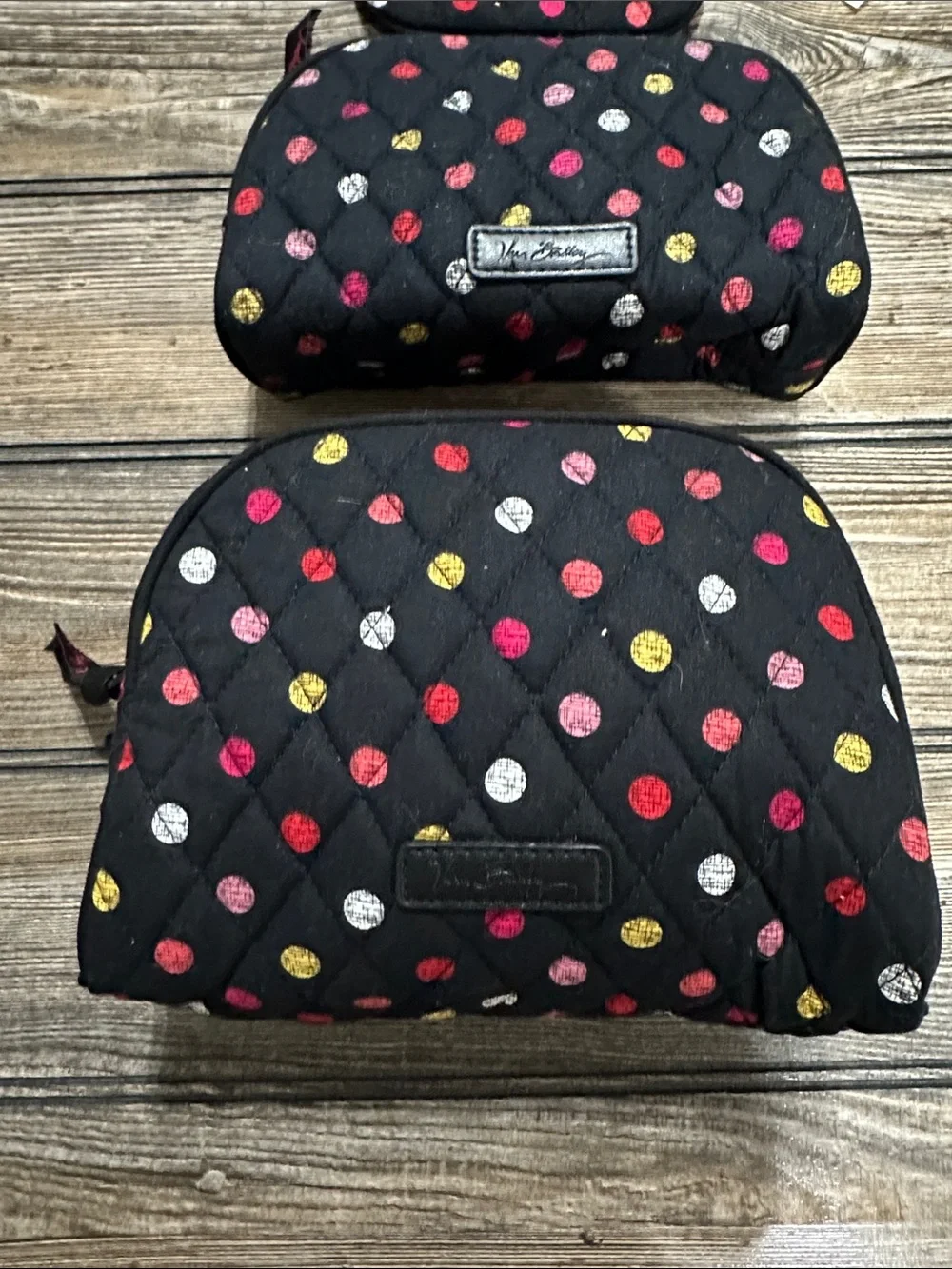 Vera Bradley Black Quilted Polka Dot Kids Pouch Trio