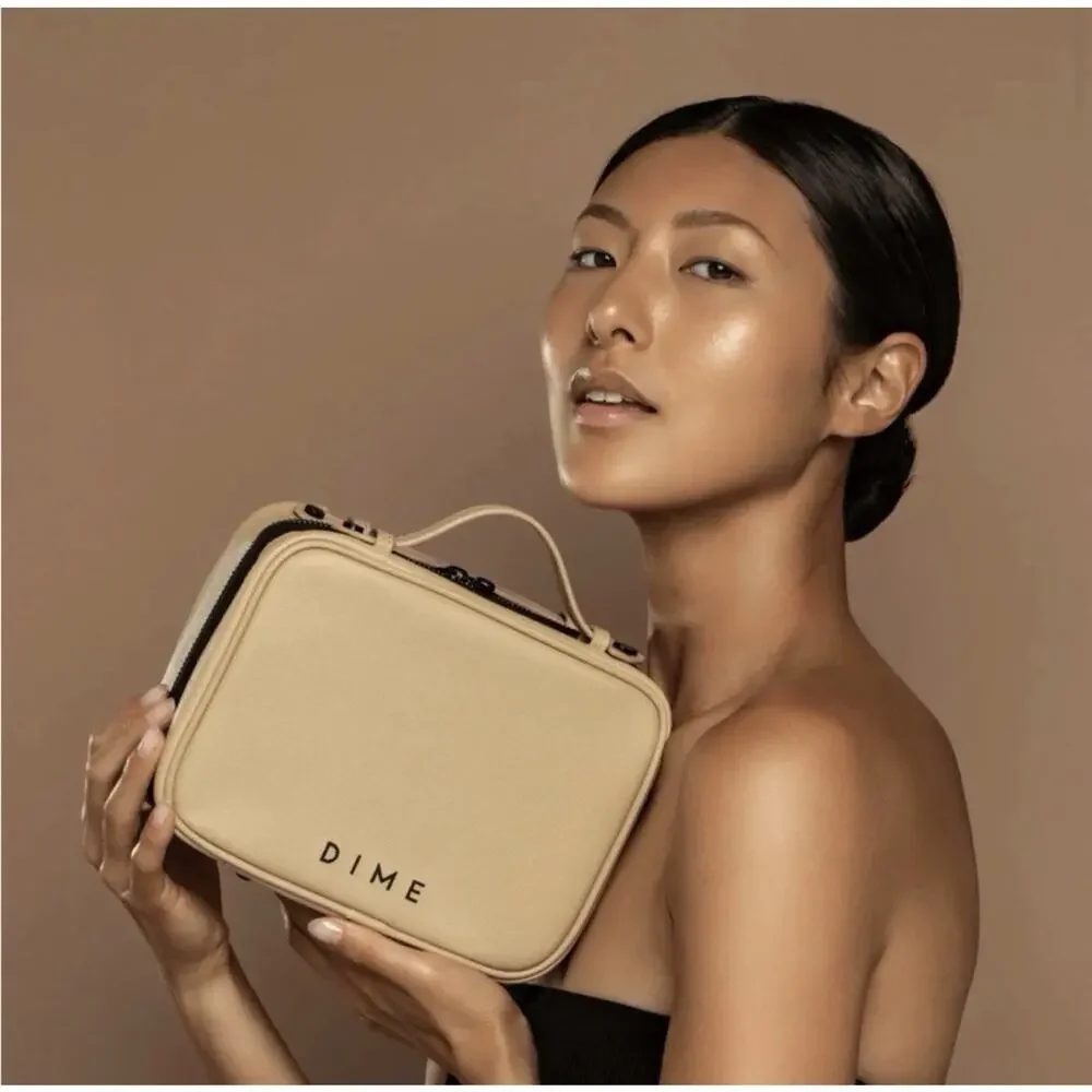 Dime Beauty Makeup Skincare Travel Bag Zip‎ Compartment Biege
