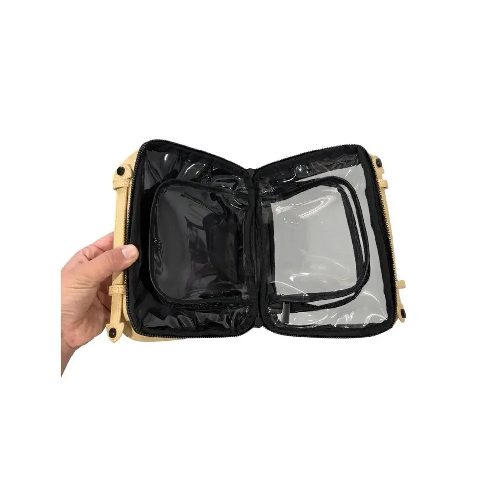 Dime Beauty Makeup Skincare Travel Bag Zip‎ Compartment Biege