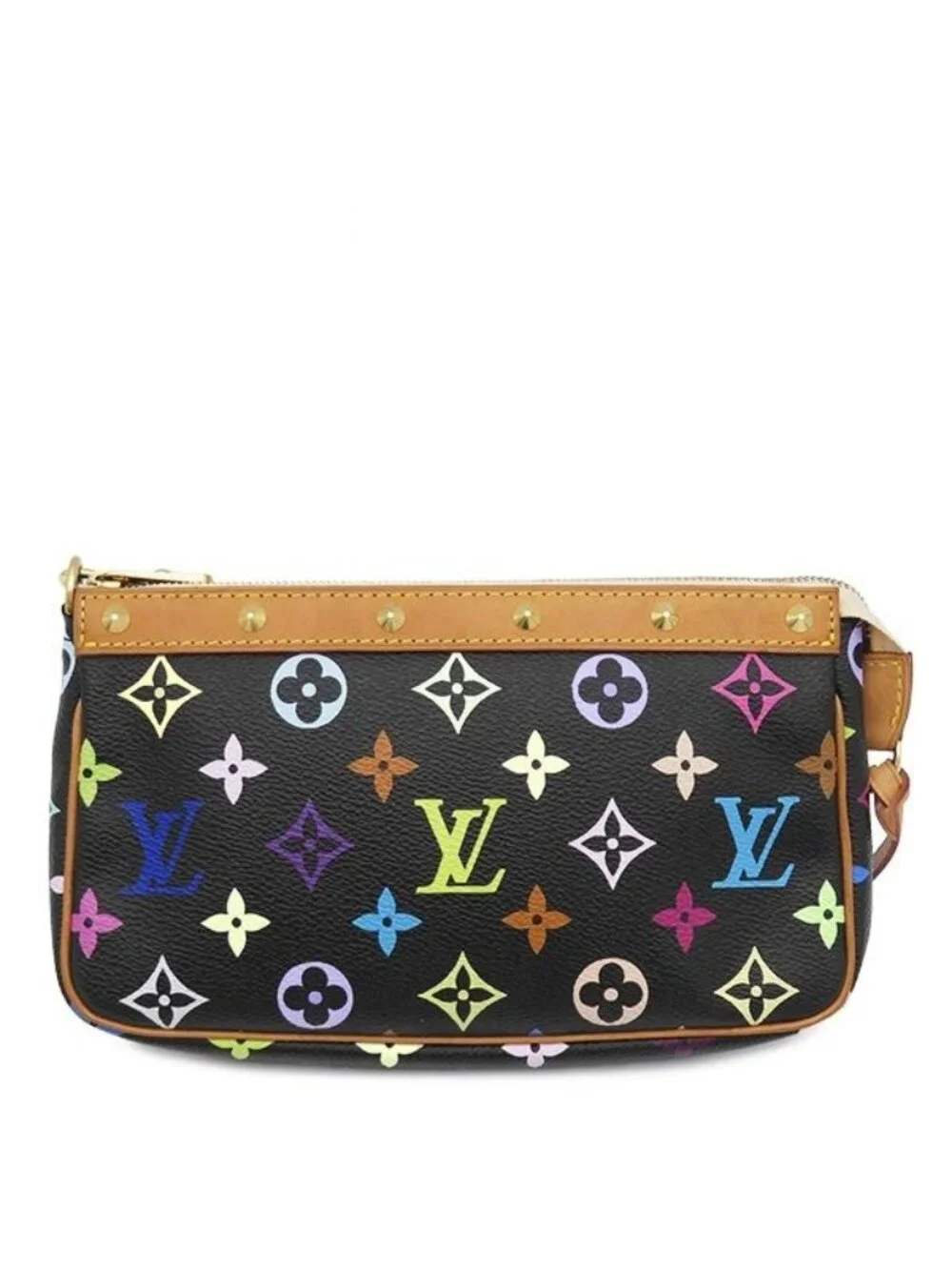Louis Vuitton Pouch Pochette Accessoires Monogram Canvas Multicolor Noir Gold