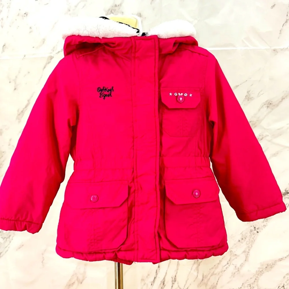OshKosh B gosh Pink girls embroidered puffer coat‎ size 4