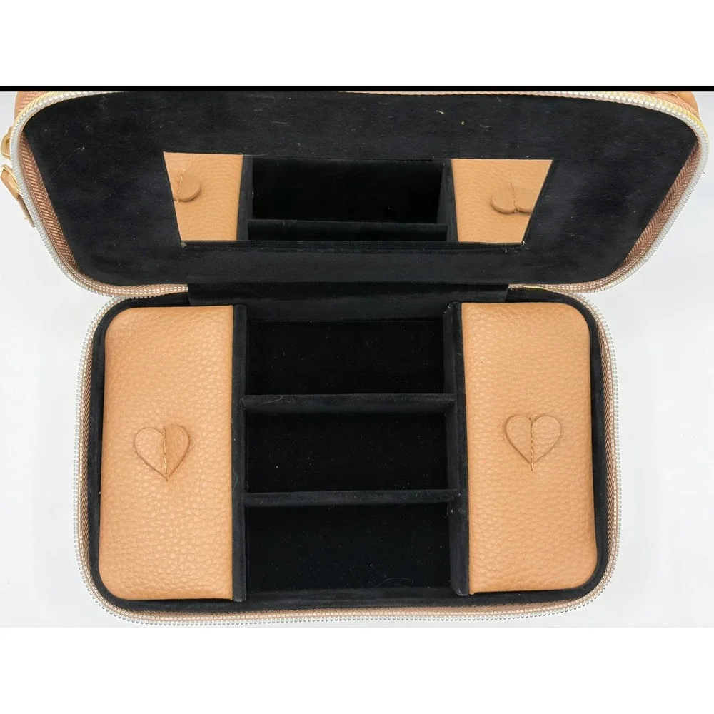 Taylor Madison Designs Tan Pebbled Jewelry Case & Cosmetic Bag Travel Organizer