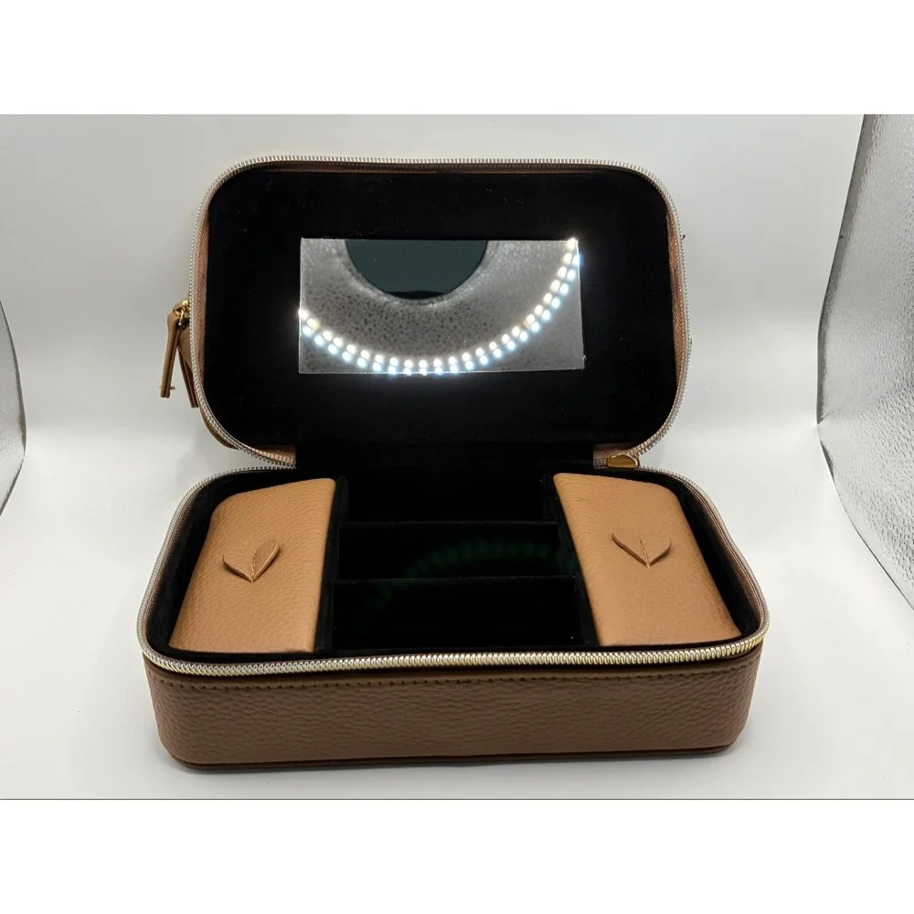 Taylor Madison Designs Tan Pebbled Jewelry Case & Cosmetic Bag Travel Organizer