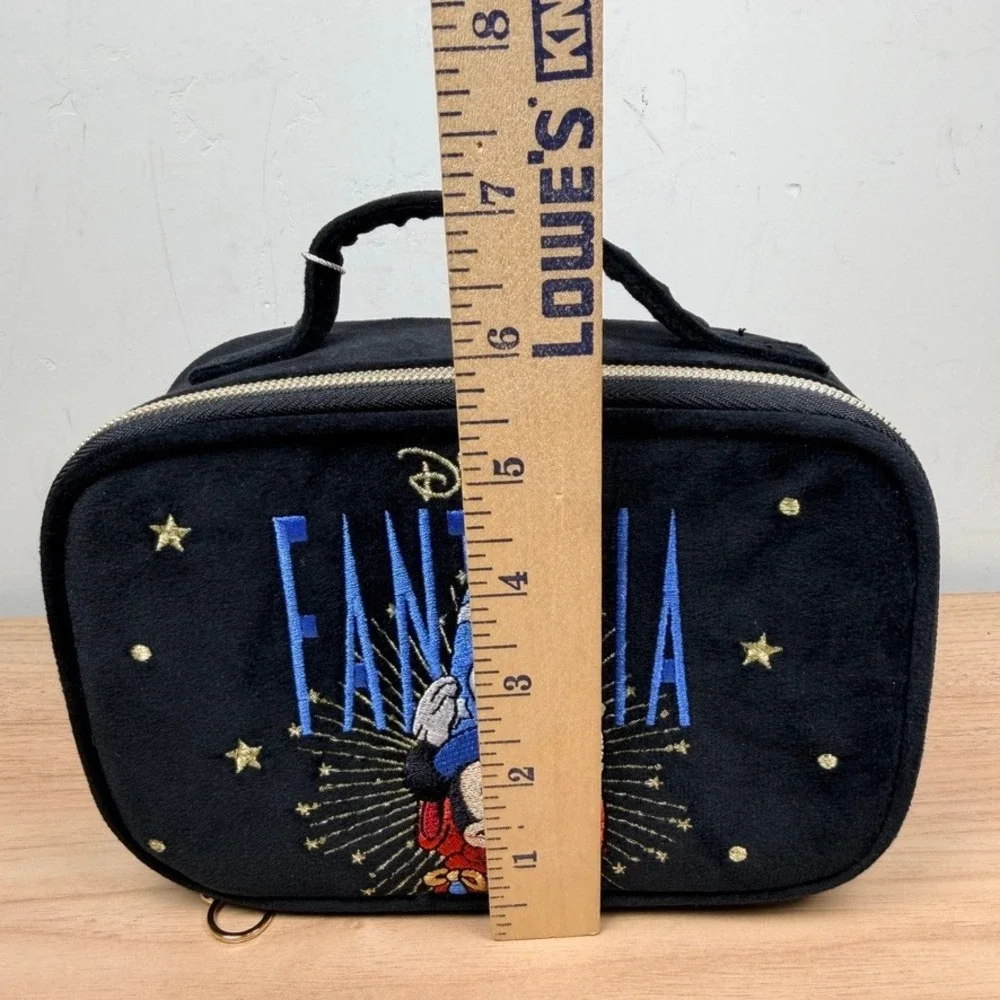 Disney Primark Fantasia Cosmetic Makeup Bag Black Sorcerer Mickey Velvet‎ NWT