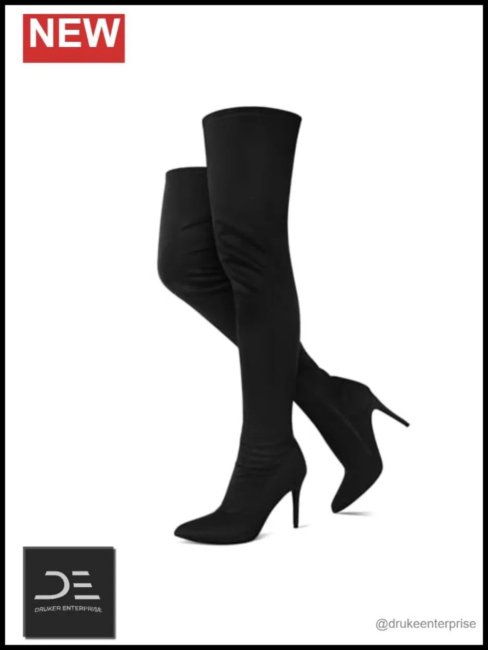 Over Knee Thigh High Stiletto Heel Boots Pointed Toe Side Zipper Women