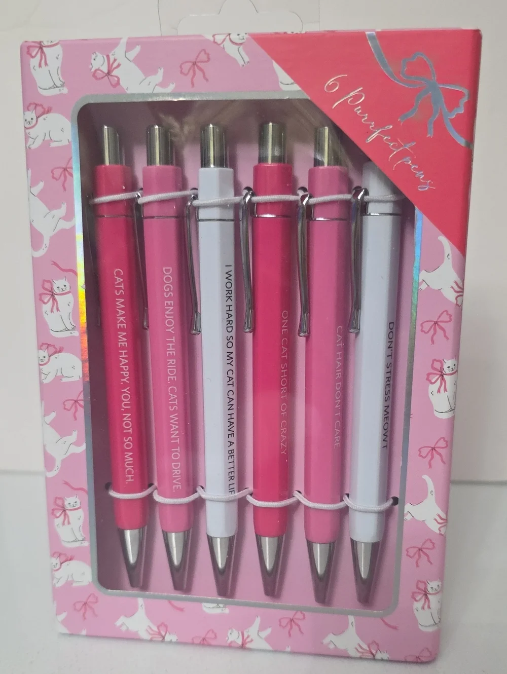 Pink Assorted Ballpoint Pen Set - 6 Pack, New-in-Pack