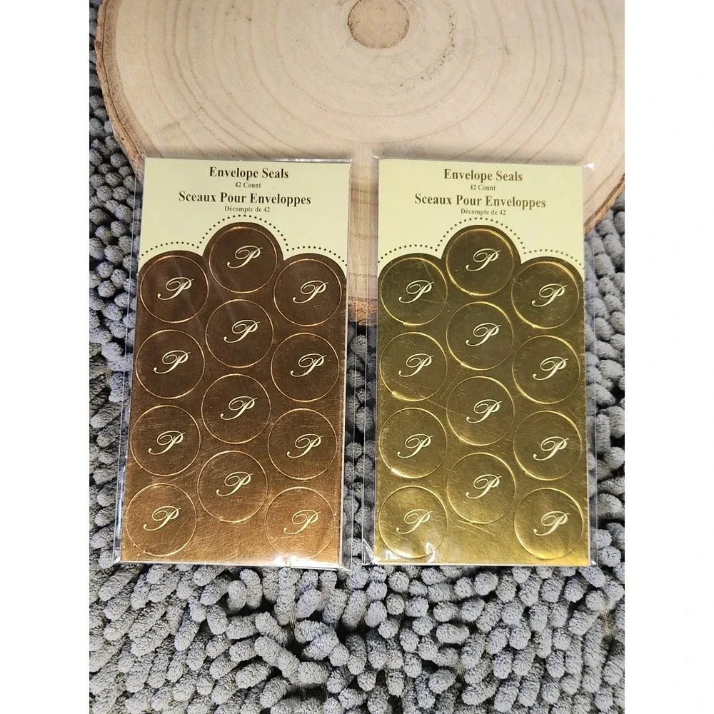 Monogram 'P' Envelope Seals Gold Letter‎ Party Favor Scrapbook Stickers~2 Packs
