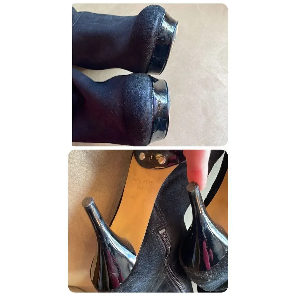 Nine West Destry Black Suede Over The Knee OTK Boots 6.5