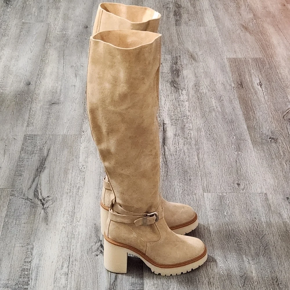 Free People Jasper Leather Platform‎ Over The Knee Tall  Boots