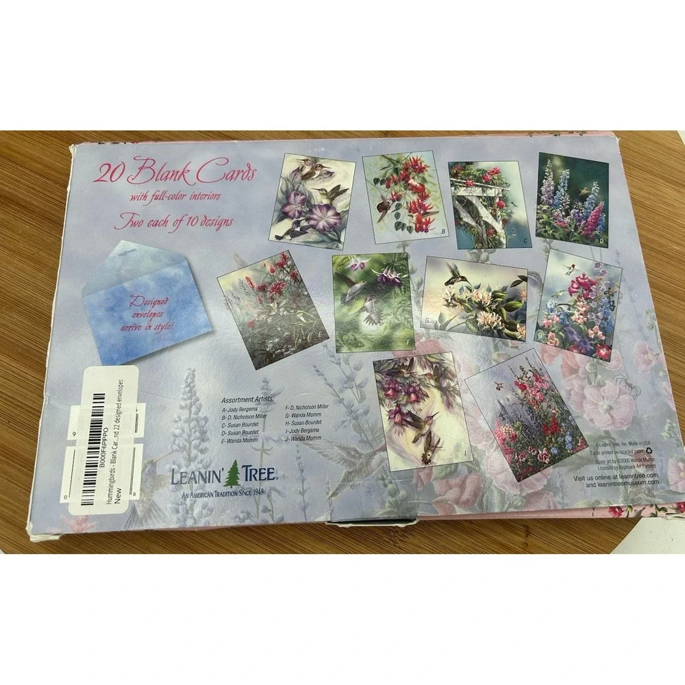 LEANIN TREE Hummingbirds CARD ASSORTMENT #90633~10 Designs 2 Each~Blank‎ Inside~