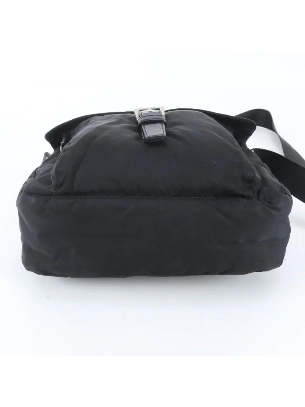 Prada White Tessuto Nylon Triangle Logo Leather Shoulder Bag Crossbody Messenger