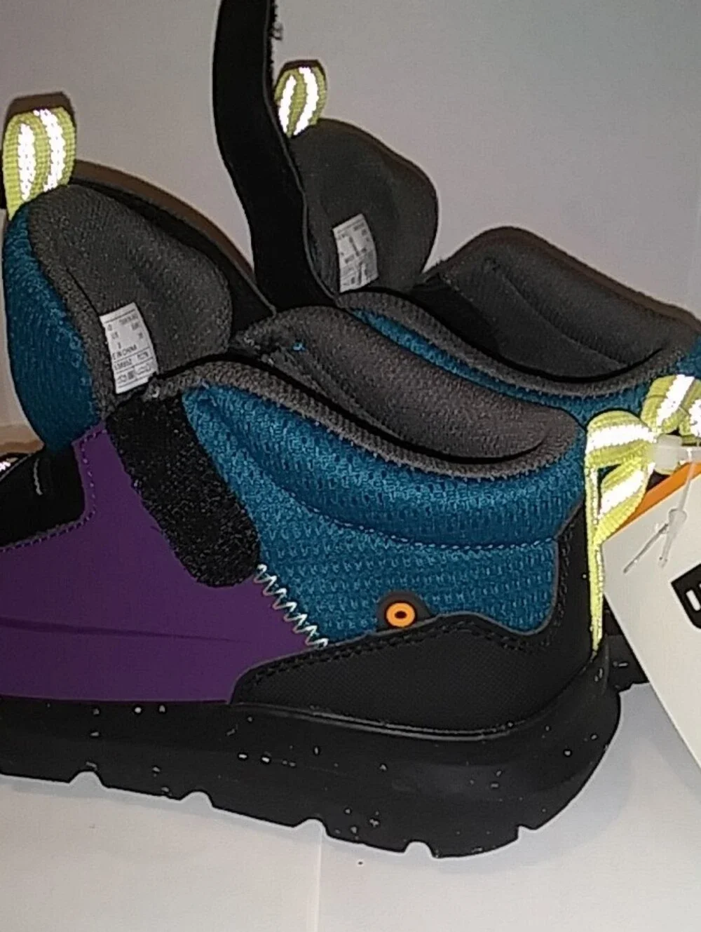 Bogs Skyline Kicker Purple and Yellow Kids Water Resistant Slip Ons