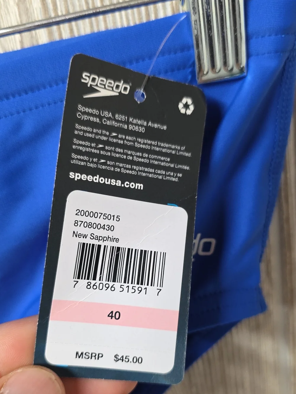 Speedo PowerFlex Eco Core Solid New Saphire Swim Brief Mens Size 40 NWT