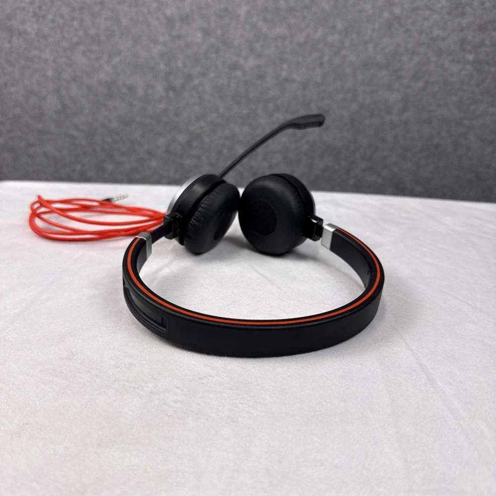 Jabra Evolve 40 Wired Stereo Headset HSC017 Black Red 3.5mm Noise Canceling Mic