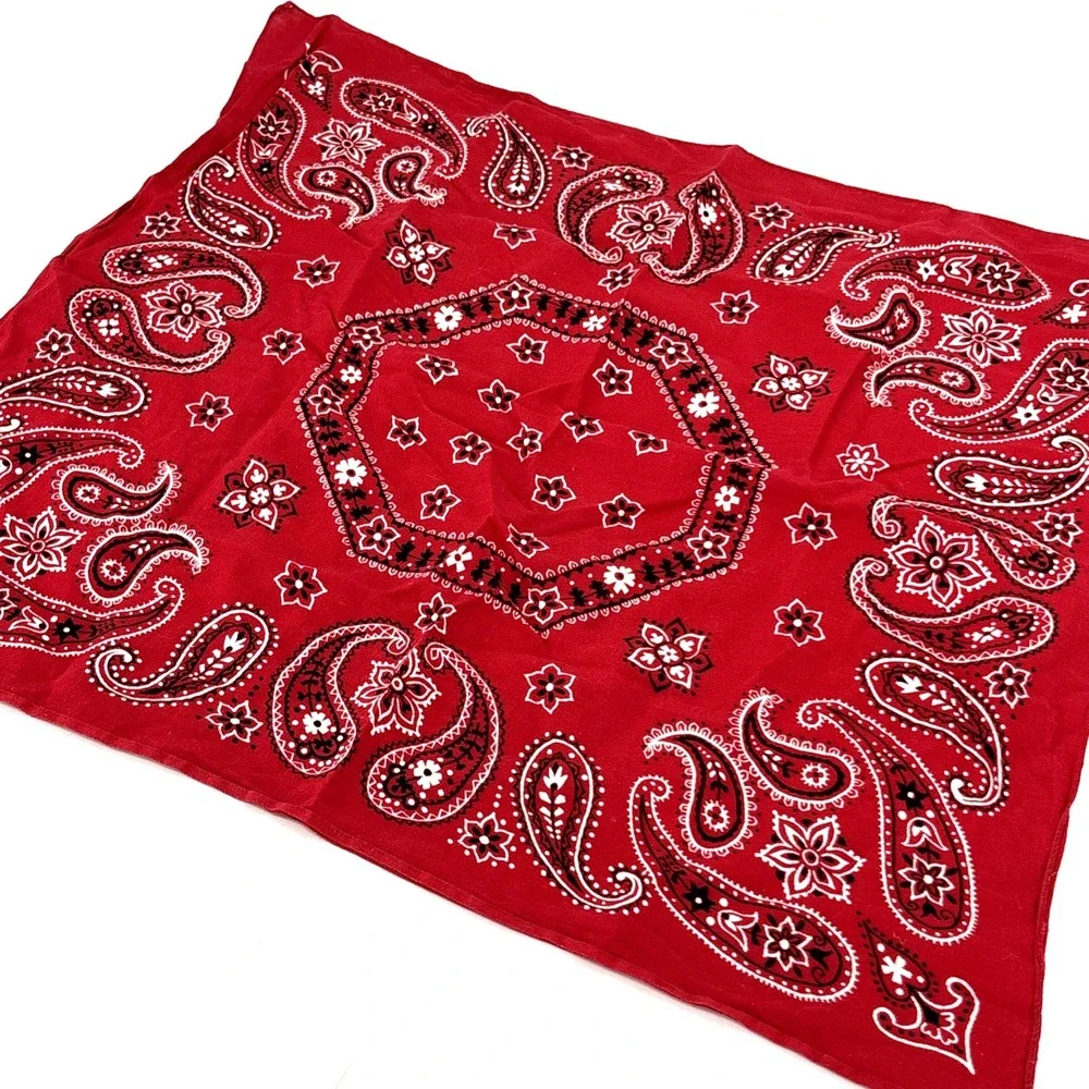 Vintage 60s FAST COLOR Red Bandana Elephant Trunk‎ Up Paisley Work Wear