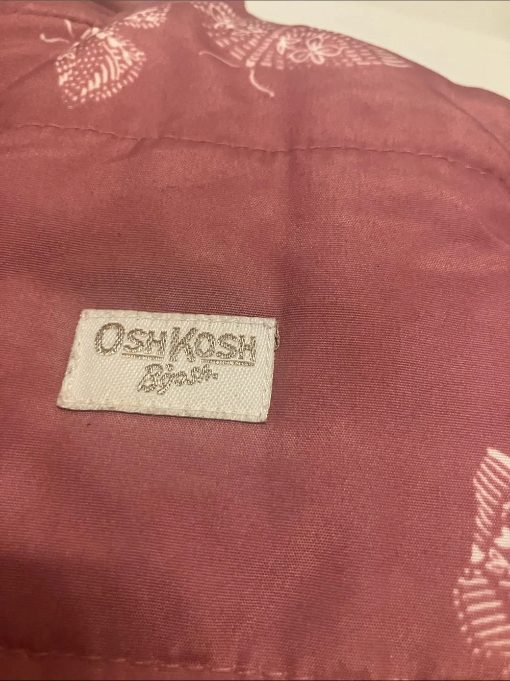 OshKosh B'gosh Pink Butterfly Quilted Hooded Snowsuit 3/6M Snow Ski Full Zip