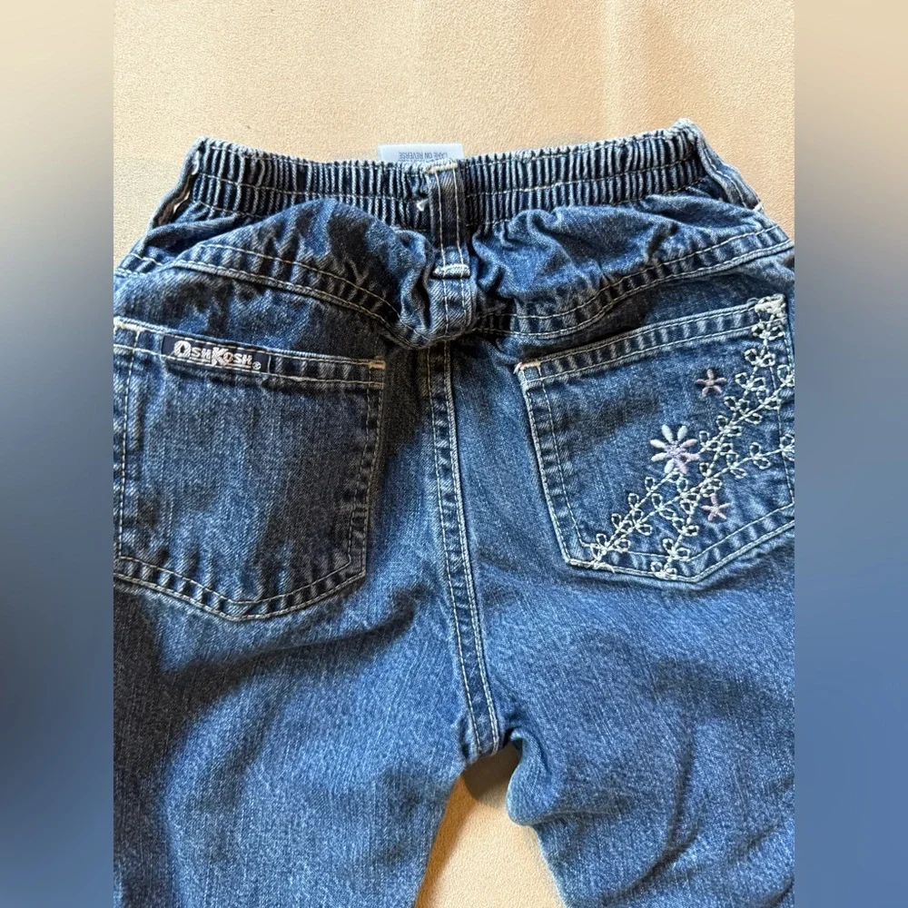 VTG Baby OshKosh B'gosh Blue Jeans with‎ Floral Embroidery Size 18mo