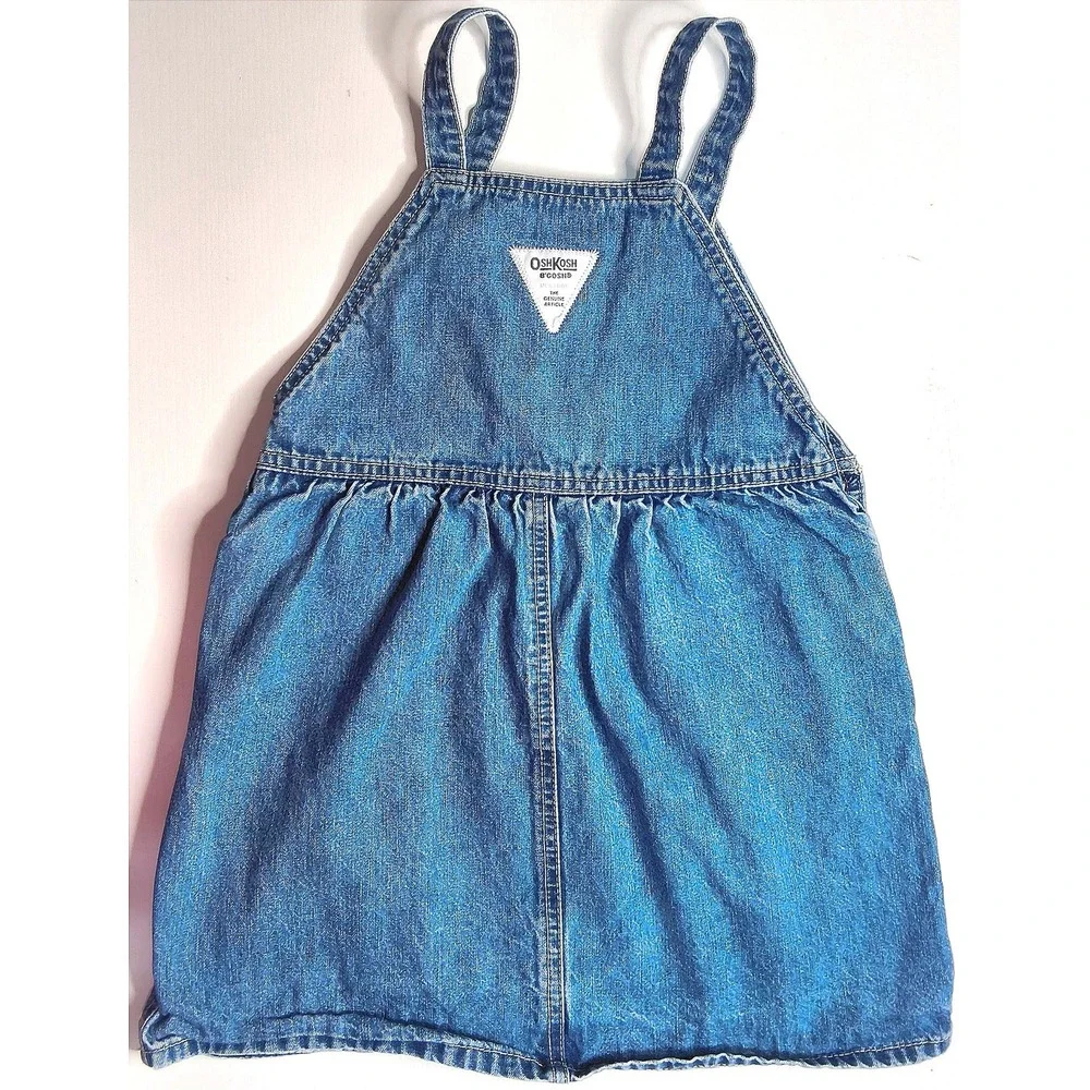 Vintage OshKosh Bgosh Denim Overall Jumper Dress Kids 4T Blue‎ Cotton Pinafore