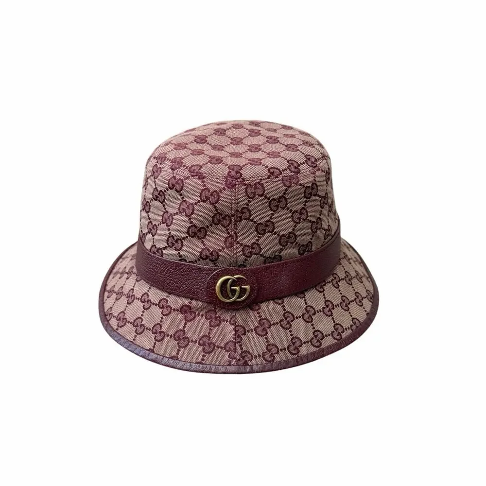 Gucci Burgundy Monogram Bucket Hat (Size L)