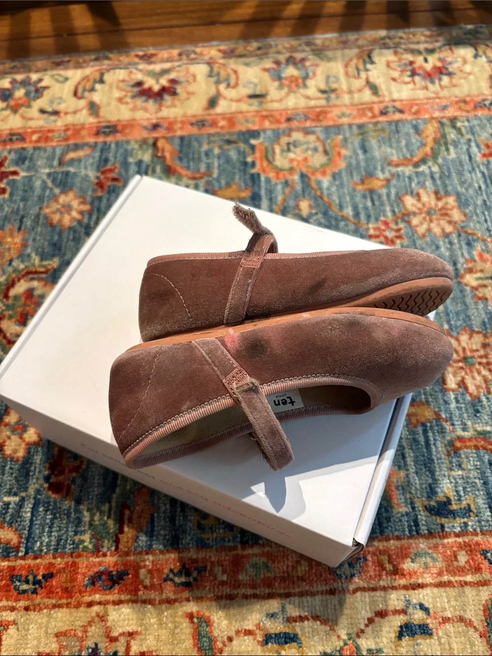 Ten Little Toddler Velvet Mary Jane Shoes - Dusty Pink 10.5