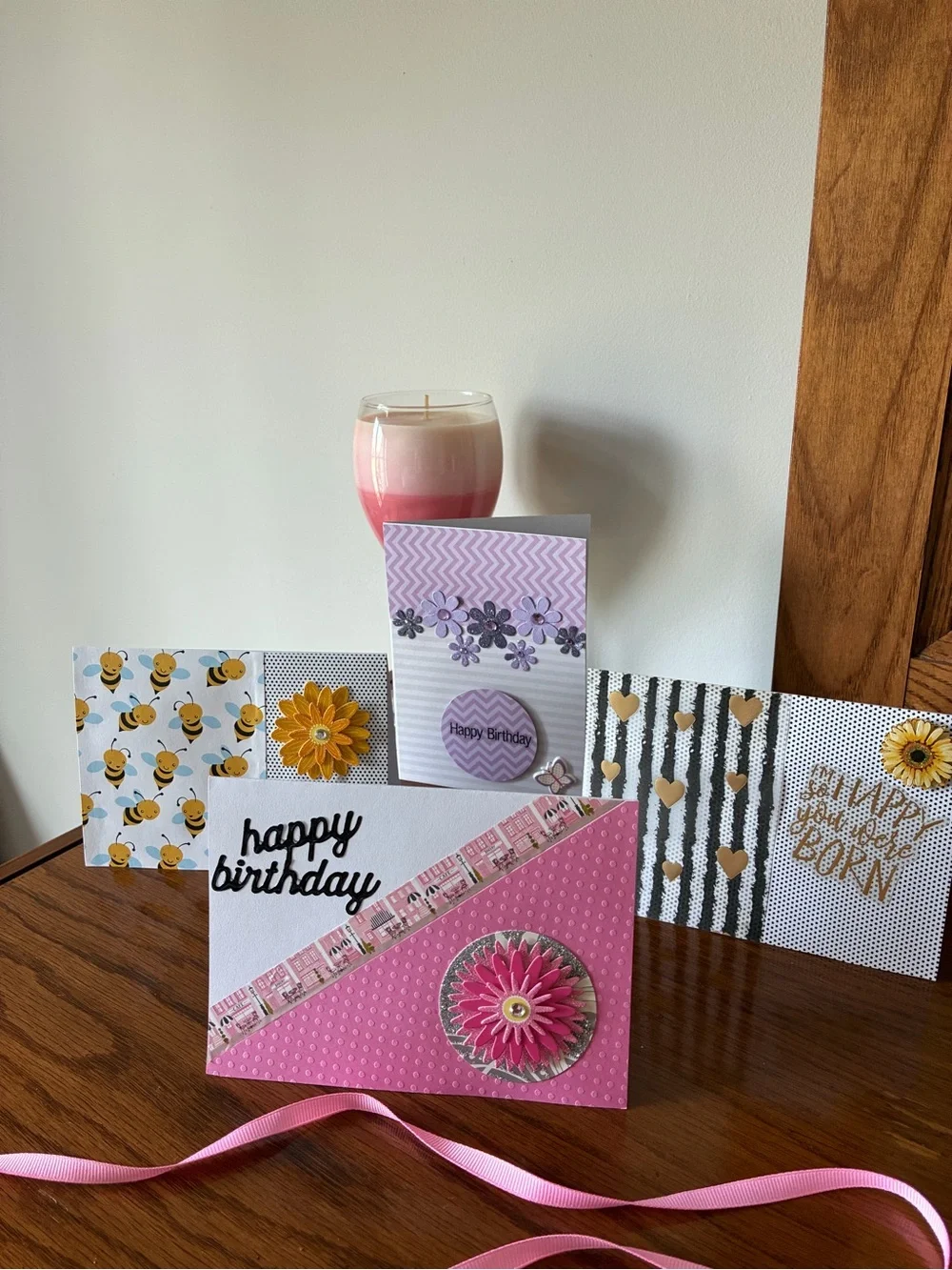 Handcrafted Birthday Cards, 4-Pak, Unique for your BFF’s