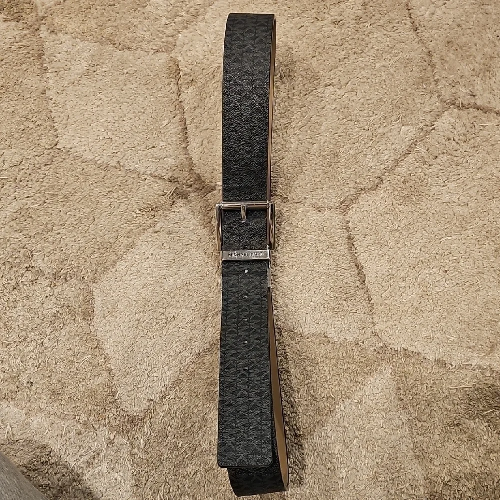 Michael Kors Black and Silver Logo Belt