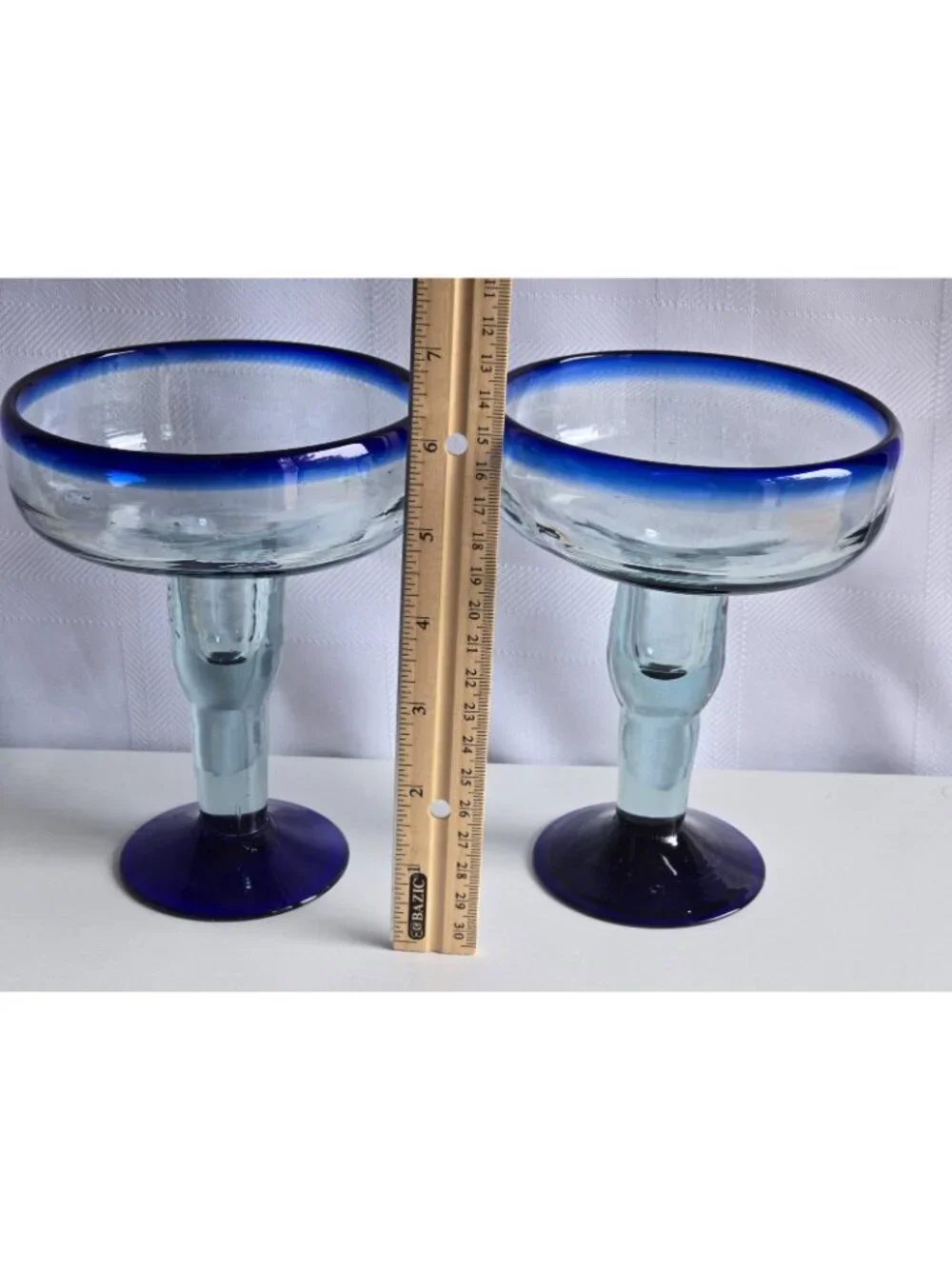 Mexican Hand Blown Glass – Set of 2 Hand Blown Margarita Glasses (10 oz)