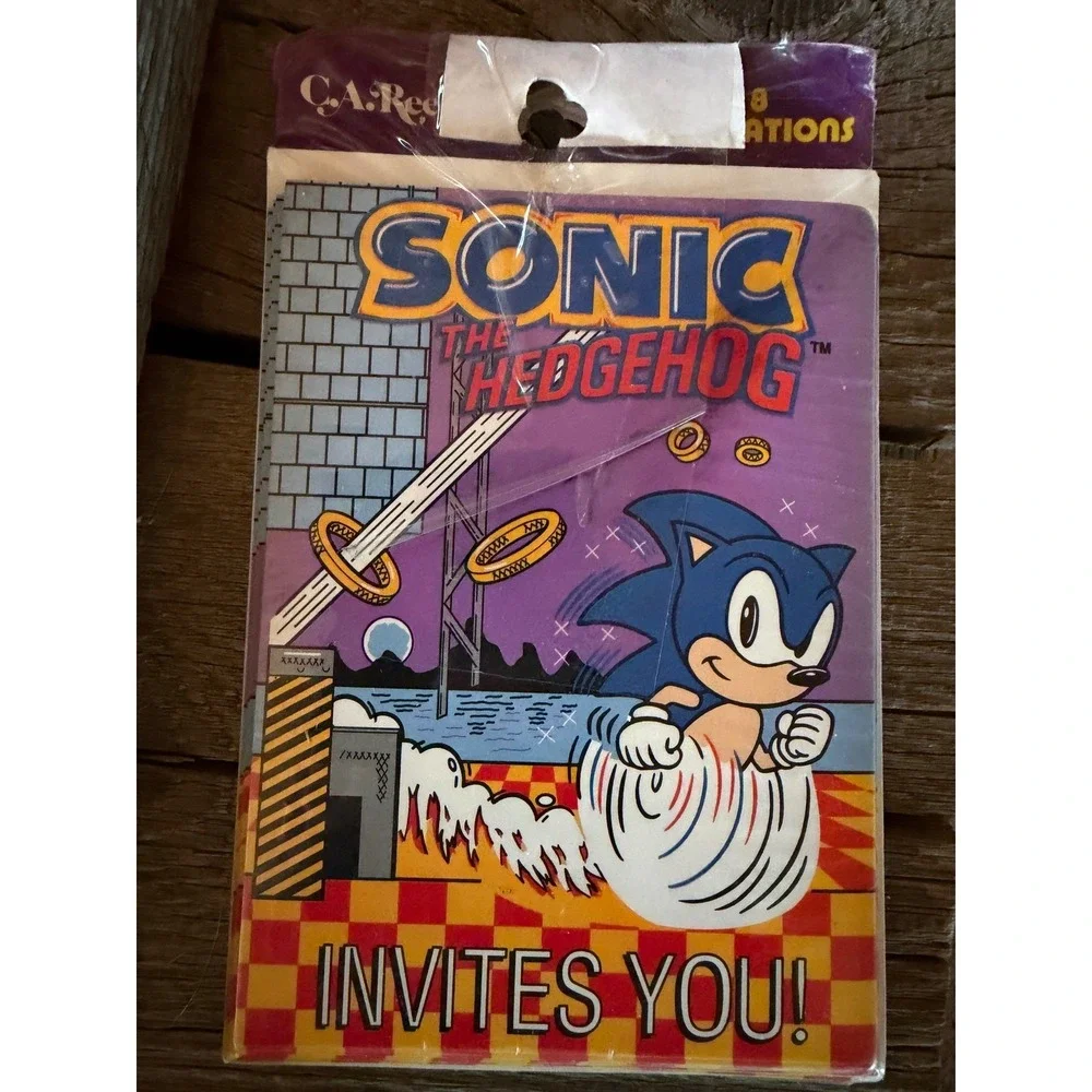 Sonic the Hedgehog Invitations Birthday 8 cards Vintage Sega‎ NWT Video Game Y2K
