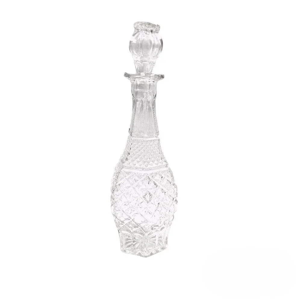 Anchor Hocking Wexford Diamond Cut Glass Whiskey Wine Decanter & Stopper