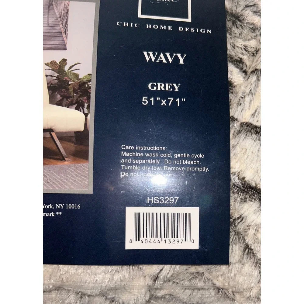 Chic Home Design Wavy Super Soft Hooded Wrap Sherpa Lining Grey HS3297 51x71