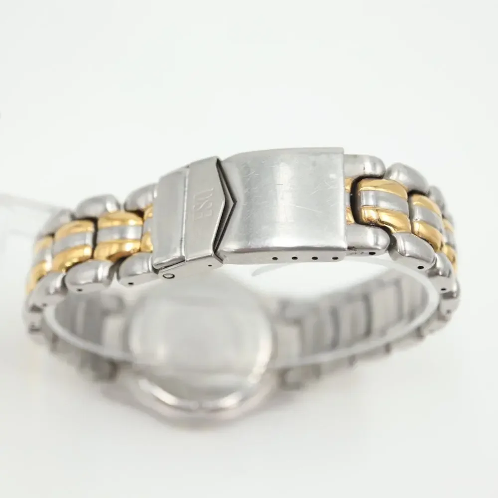 ESQ Swiss Watch Men 36mm Two Tone Date Glitter Dial Stainless Steel New Battery
