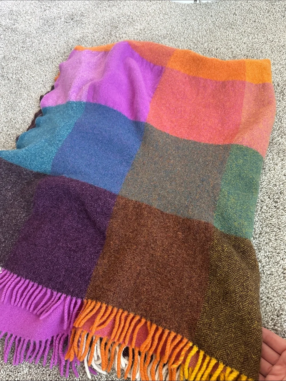 Avoca The Mill Ireland Throw Blanket 100% Lambswool warm fringe medium