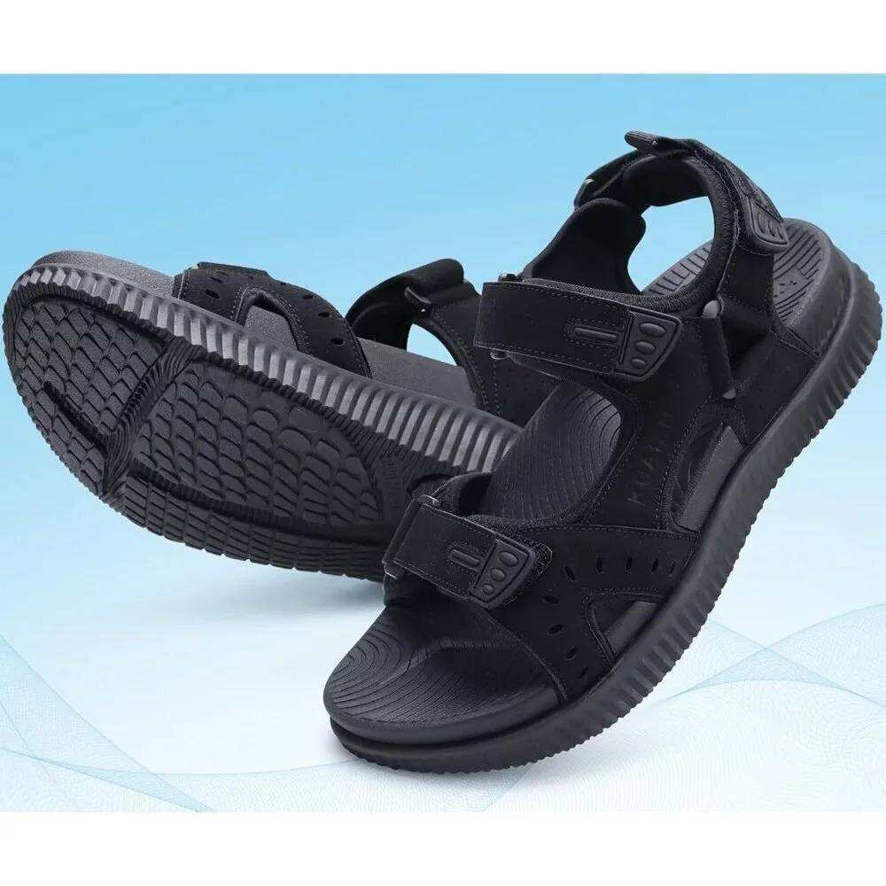 Casual Hiking Sandals Men's Black Athletic Sports Walking Fisherman Shoes