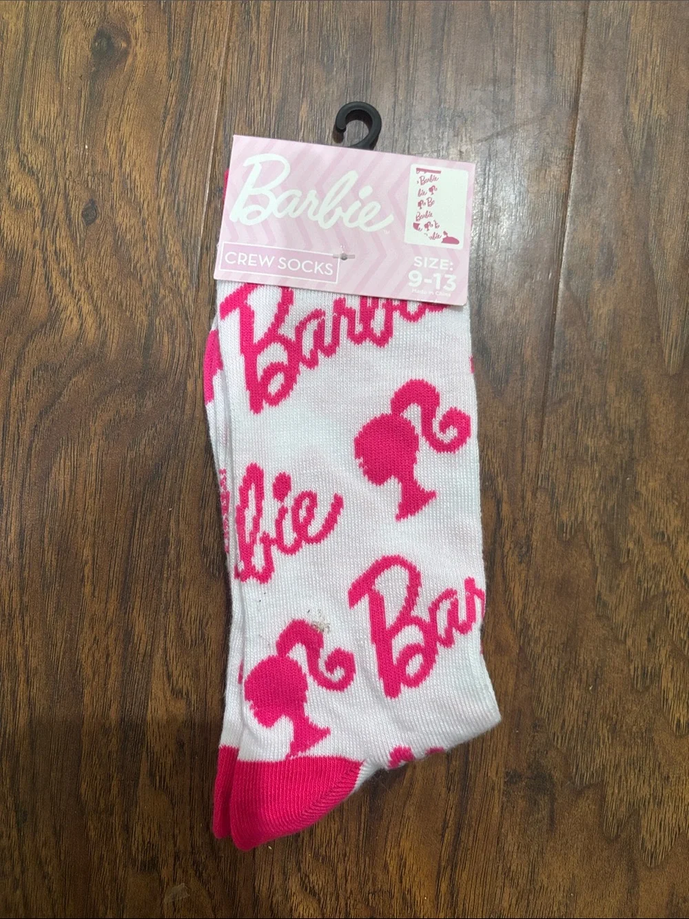 Barbie Pink and White Logo Crew Socks