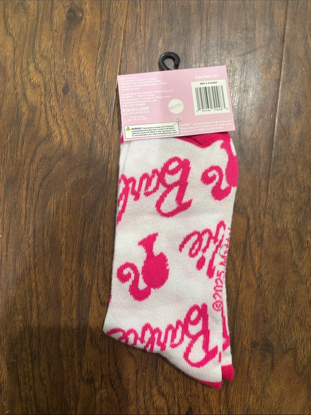 Barbie Pink and White Logo Crew Socks