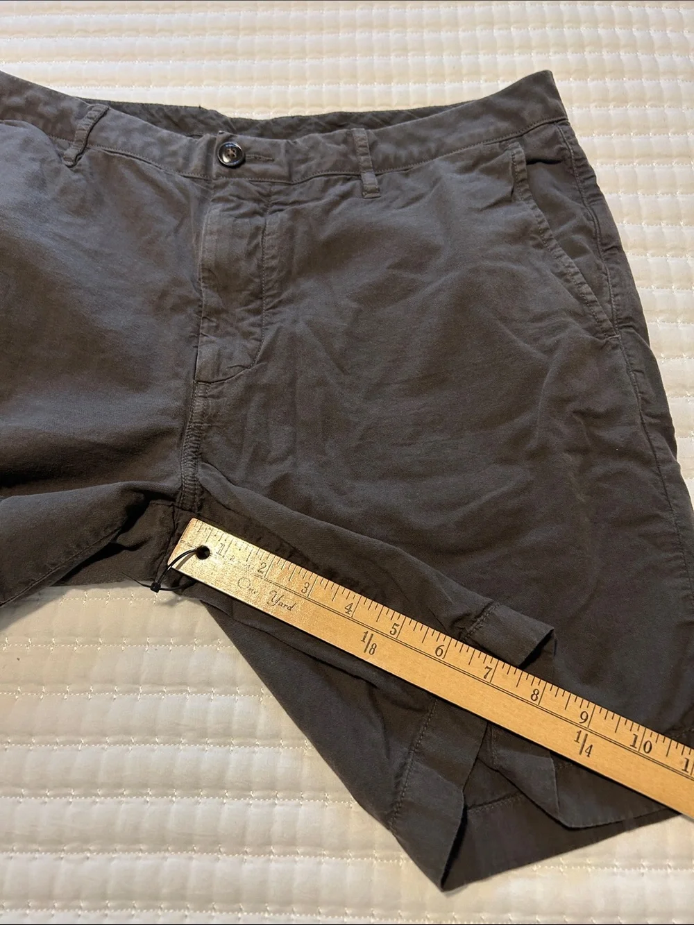 Faherty Charcoal Flat-Front Cotton Shorts 35” Waist