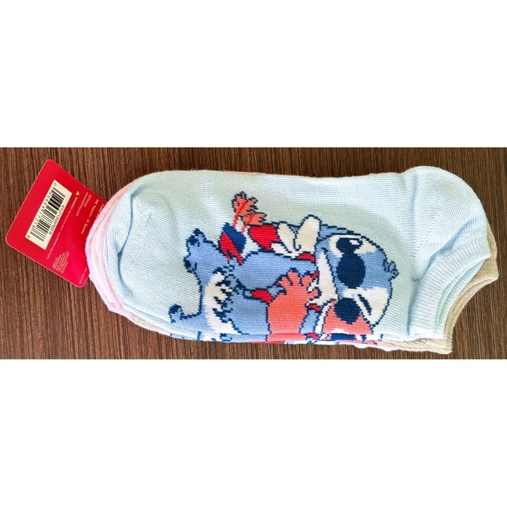 Lilo and Stitch Womens Juniors Ankle Socks 5 Pairs Size 4-10 5 Pairs