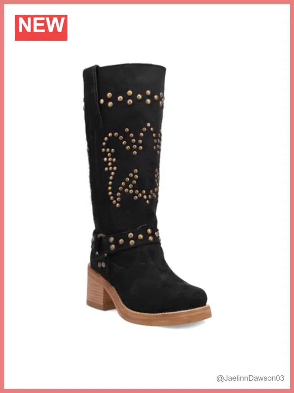 Dingo Troubadour Studded Round Toe Pull On Casual Boots Over the Knee Mid Heel