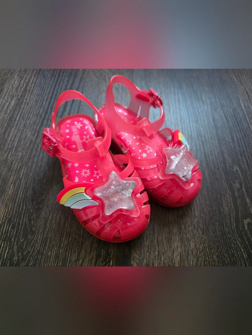 Mini Melissa Possession II pink rainbow & star jelly sandals