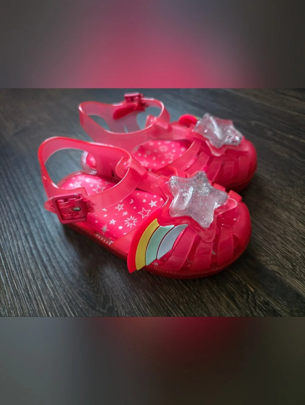 Mini Melissa Possession II pink rainbow & star jelly sandals