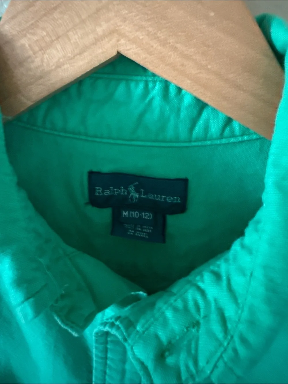 Ralph Lauren Kids Bright Green Button-Down Shirt with Pink Pony