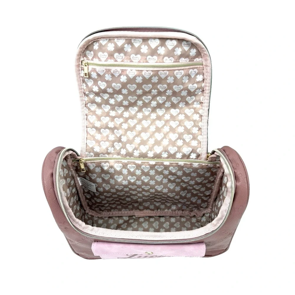 Lucky Brand Pink Makeup Travel Cosmetics Toiletry Bag 11