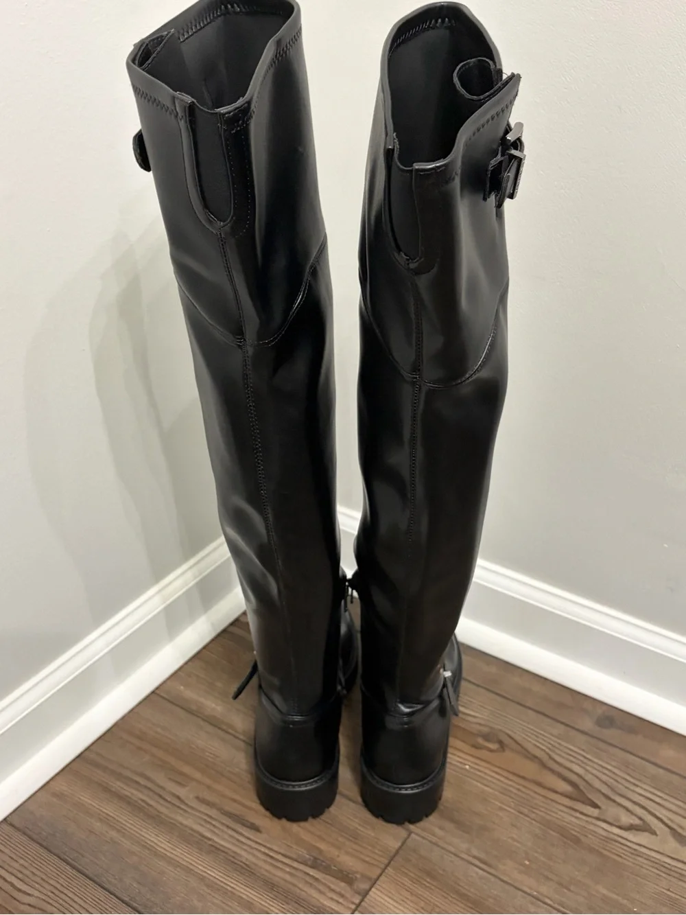 Nine West Black Over-the-Knee Riding Boots with Buckle Detail