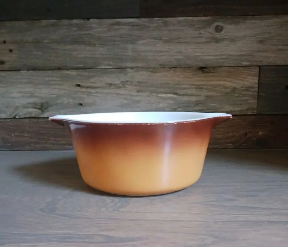 VINTAGE PYREX 1 1/2 QUART 474-B OLD ORCHARD BROWN OMBRE CASSEROLE DISH NO LID