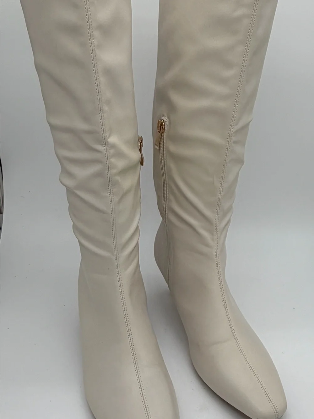 Over-the-Knee Zip Boot in Cream