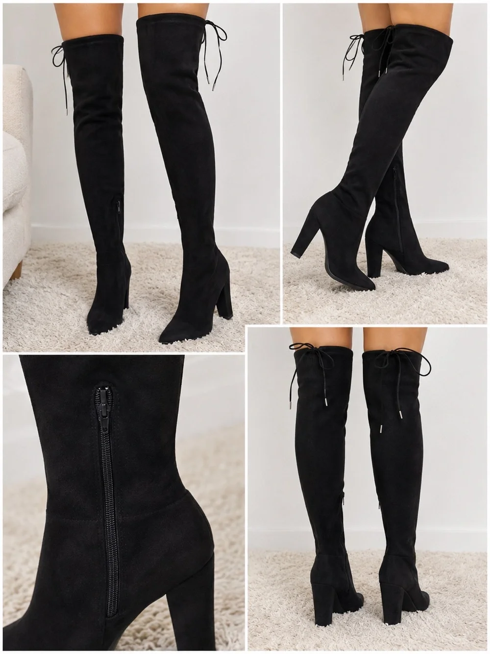 Dolce Vita Neely Black Faux Suede Over The Knee OTK Block Heel Boots Size 7