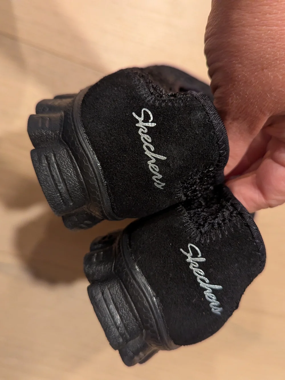 Skechers Black Floral Crochet Slip-On Ballet Flats