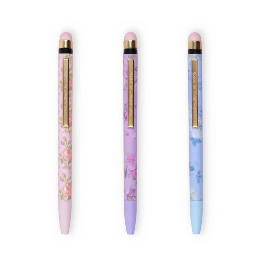 LoveShackFancy Stylus Ballpoint Pens 3pk Floral Coquette School Supplies NEW
