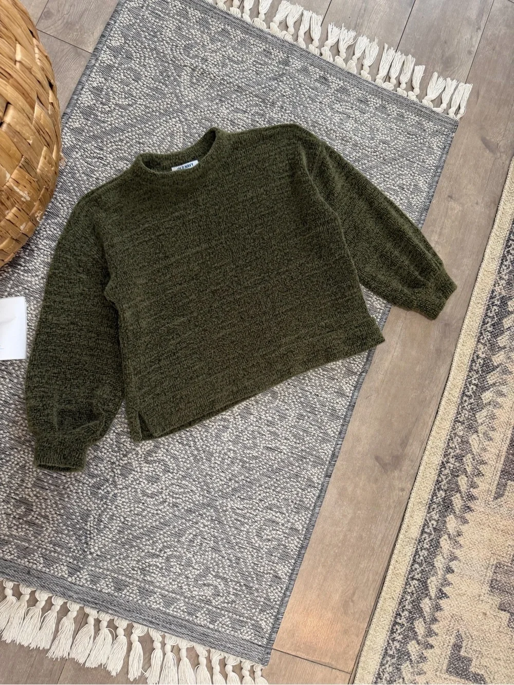 New Old Navy Girls Cozy Mock-Neck Chenille Sweater Olive Green Large